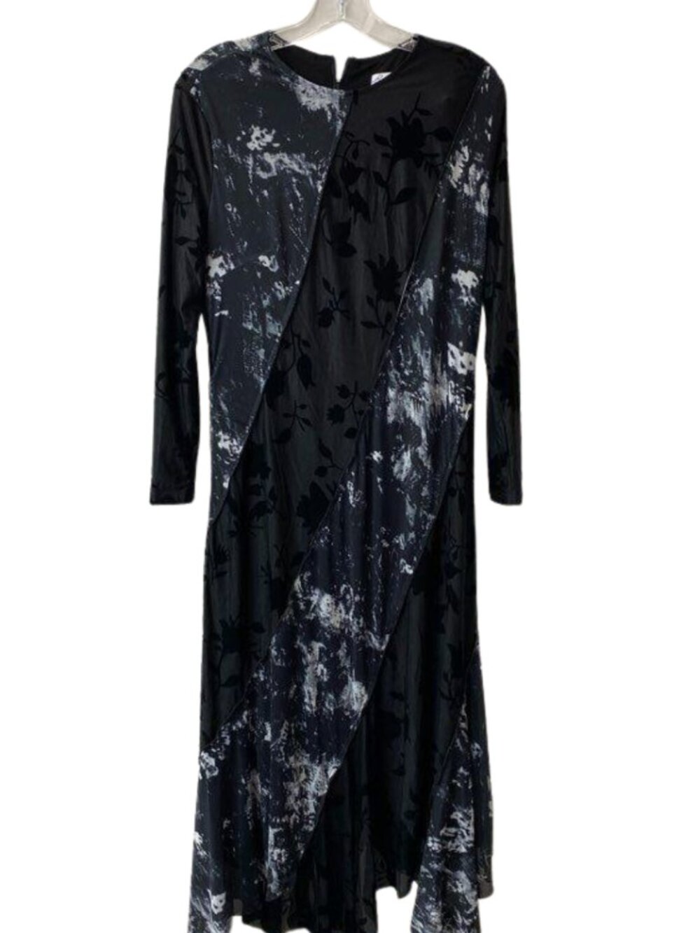 By Tess Collection Ada Black Floral Marble Print Maxi Dress Size Large - Picture 3 of 8